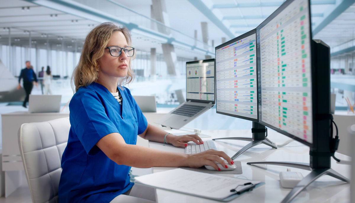 Woman working on medical coding